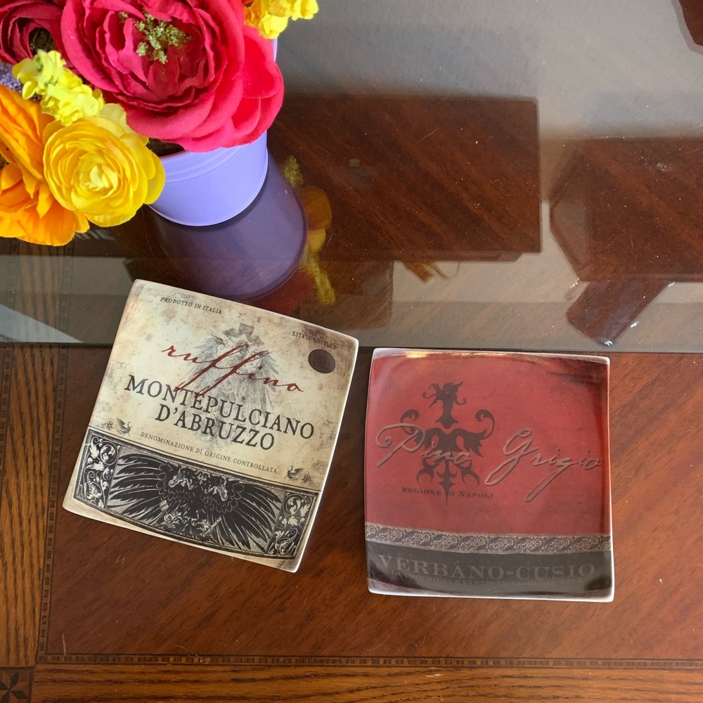 Two New Ceramic Wine Logo Small Plates